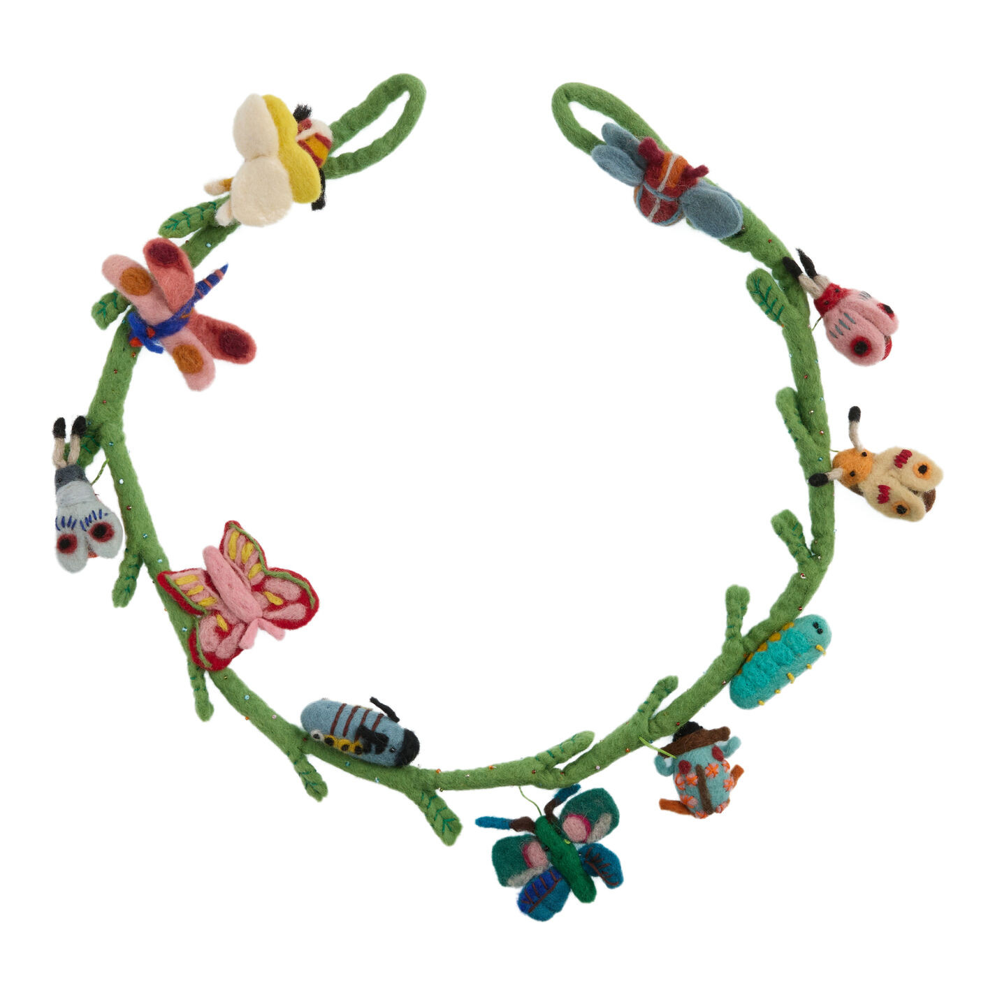 Multicolor Felted Wool Garden Bugs Garland | World Market