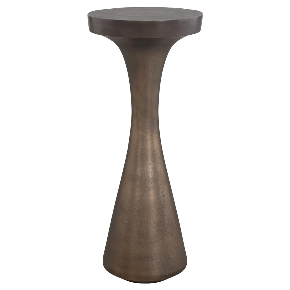 Nikko Modern Classic Dark Bronze Aluminum Round Outdoor Drink Table | Kathy Kuo Home