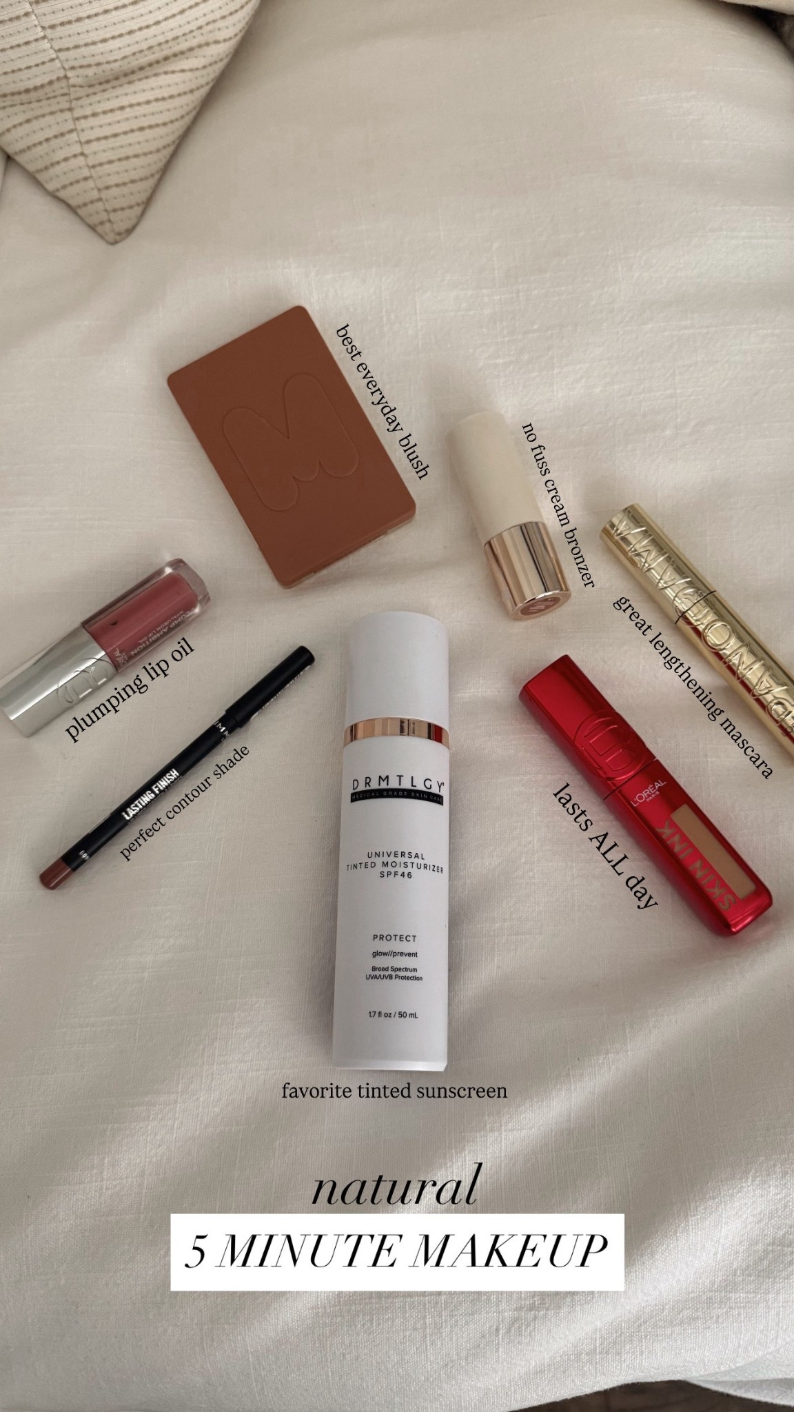 Supernatural every day five minute makeup! This is my favorite tinted sunscreen moisturizer- I have gone through so many of these. It is the best does not irritate my eyes or sting at all and looks so good underneath make up! I wear the shade 180 in the skin ink foundation, just make sure that you are really moisturized before you apply it. It lasts all day! Loving this Rimmel cappuccino lip liner, It is the perfect contour shade for the lips - and this lip oil is so plumping in a little spicy so if you don’t like plumping lip glosses you’re not going to like this, but it is the prettiest shade!

#LTKSaleAlert #LTKBeauty #LTKgrwm