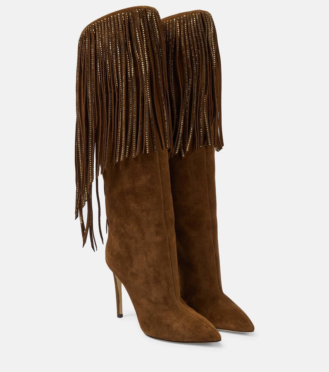 Fringed embellished suede knee-high boots | Mytheresa (US/CA)