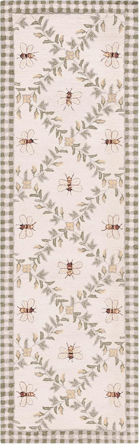 SAFAVIEH Chelsea Collection Runner Rug - 2'6" x 14' Runner, Ivory & Green, Hand-Hooked French Cou... | Amazon (US)