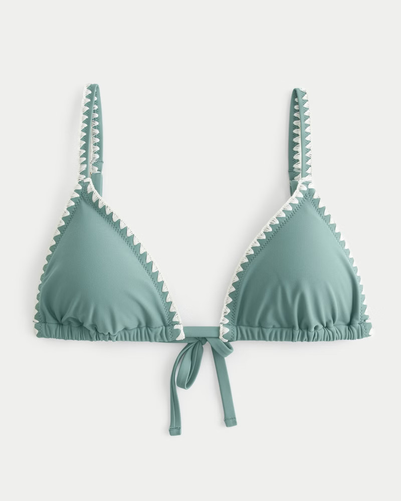 Embroidered Stitch Triangle Bikini Top | Hollister (US)
