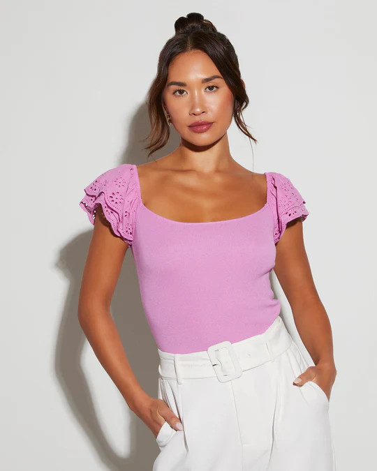 Sadie Eyelet Short Sleeve Top | VICI