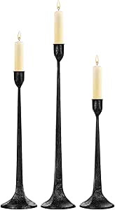 Iron Taper Candle Holder Set of 3 - Decorative Tall Candle Stand, Candlestick Holder for Wedding,... | Amazon (US)