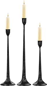 Iron Taper Candle Holder Set of 3 - Decorative Tall Candle Stand, Candlestick Holder for Wedding,... | Amazon (US)