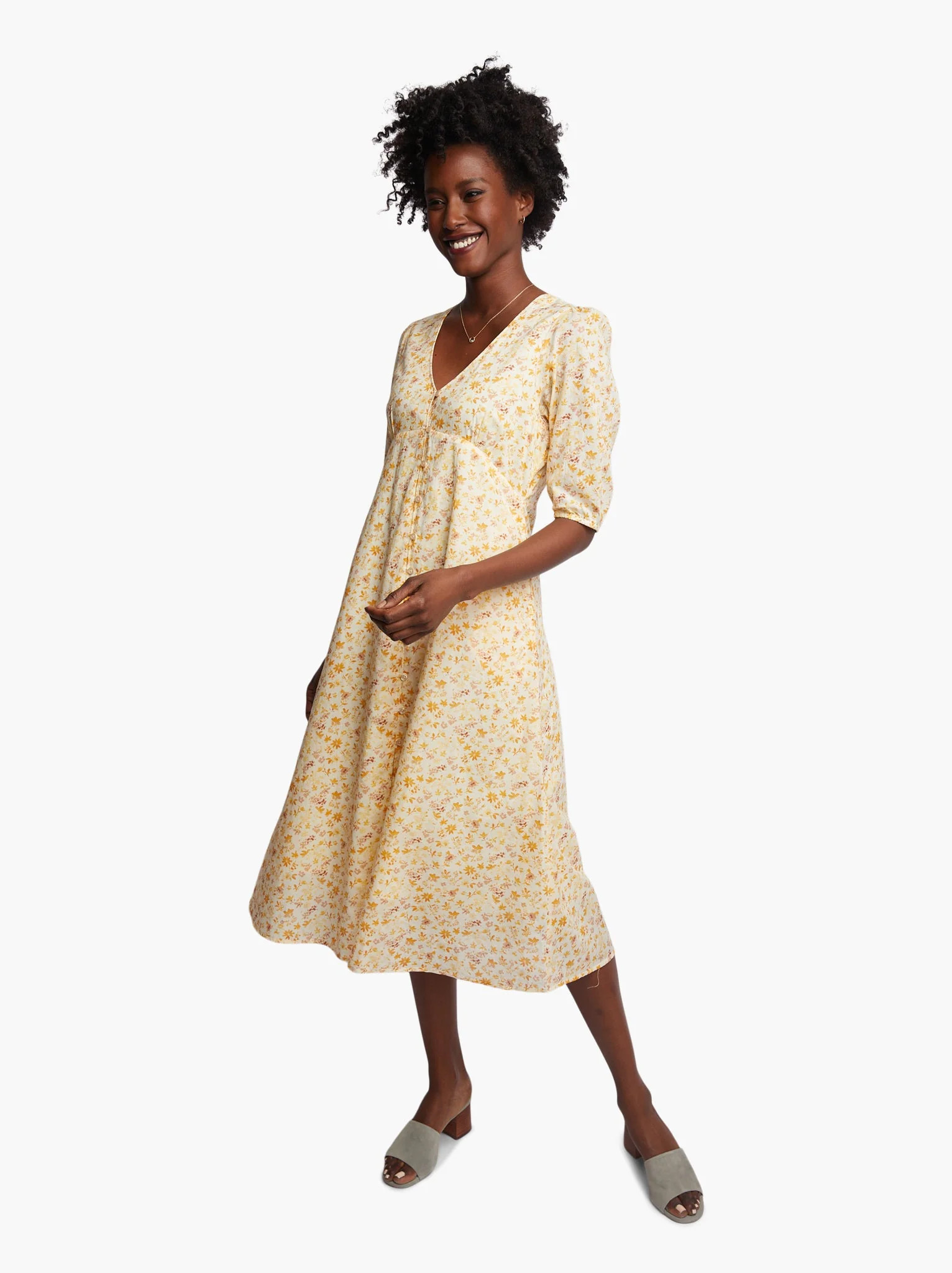 Wilma V-Neck Midi Dress | ABLE Clothing