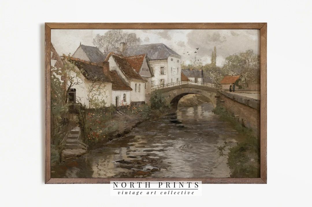 Vintage Country Painting | Rustic European Village Print | Downloadable PRINTABLE #437 | Etsy (UK)
