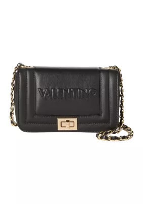 Valentino By Mario Valentino Beatriz Embossed Small Flap Crossbody, Black | Belk