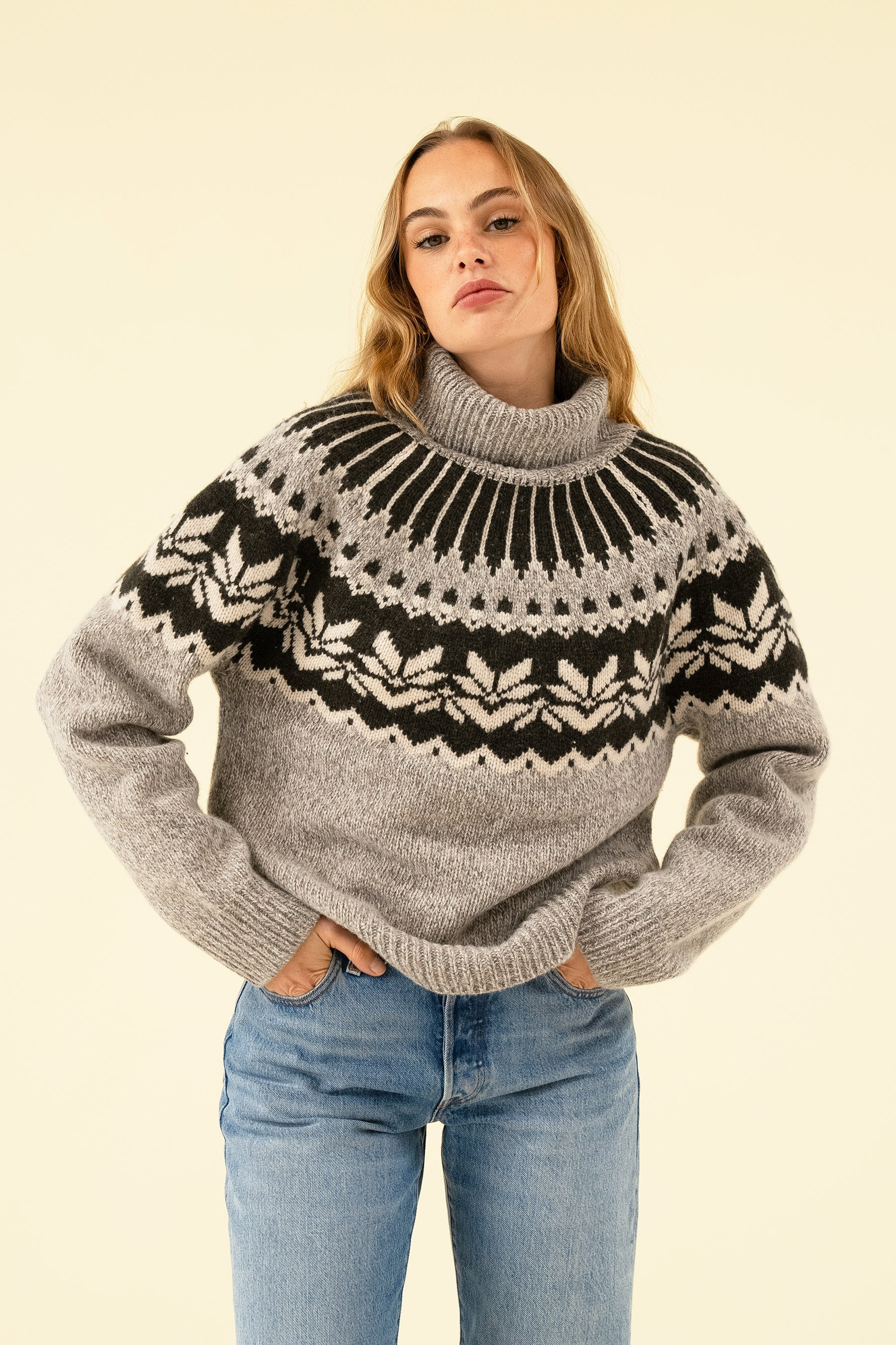 FREJA KNIT - FAIRISLE STONE | Sisterhood