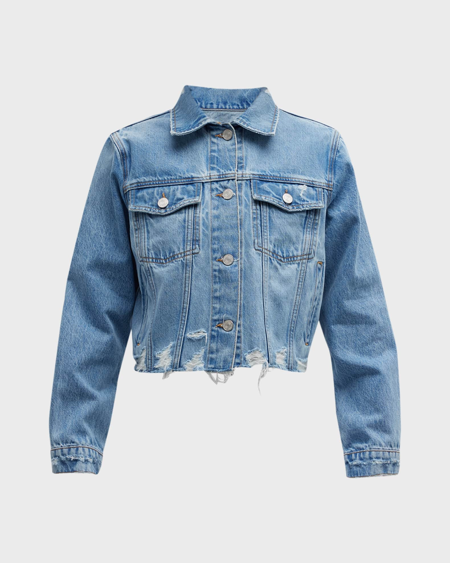 FRAME Vintage Cropped Denim Jacket | Neiman Marcus