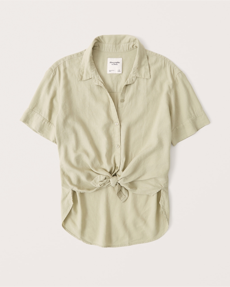 Short-Sleeve Resort Boyfriend Shirt | Abercrombie & Fitch (US)