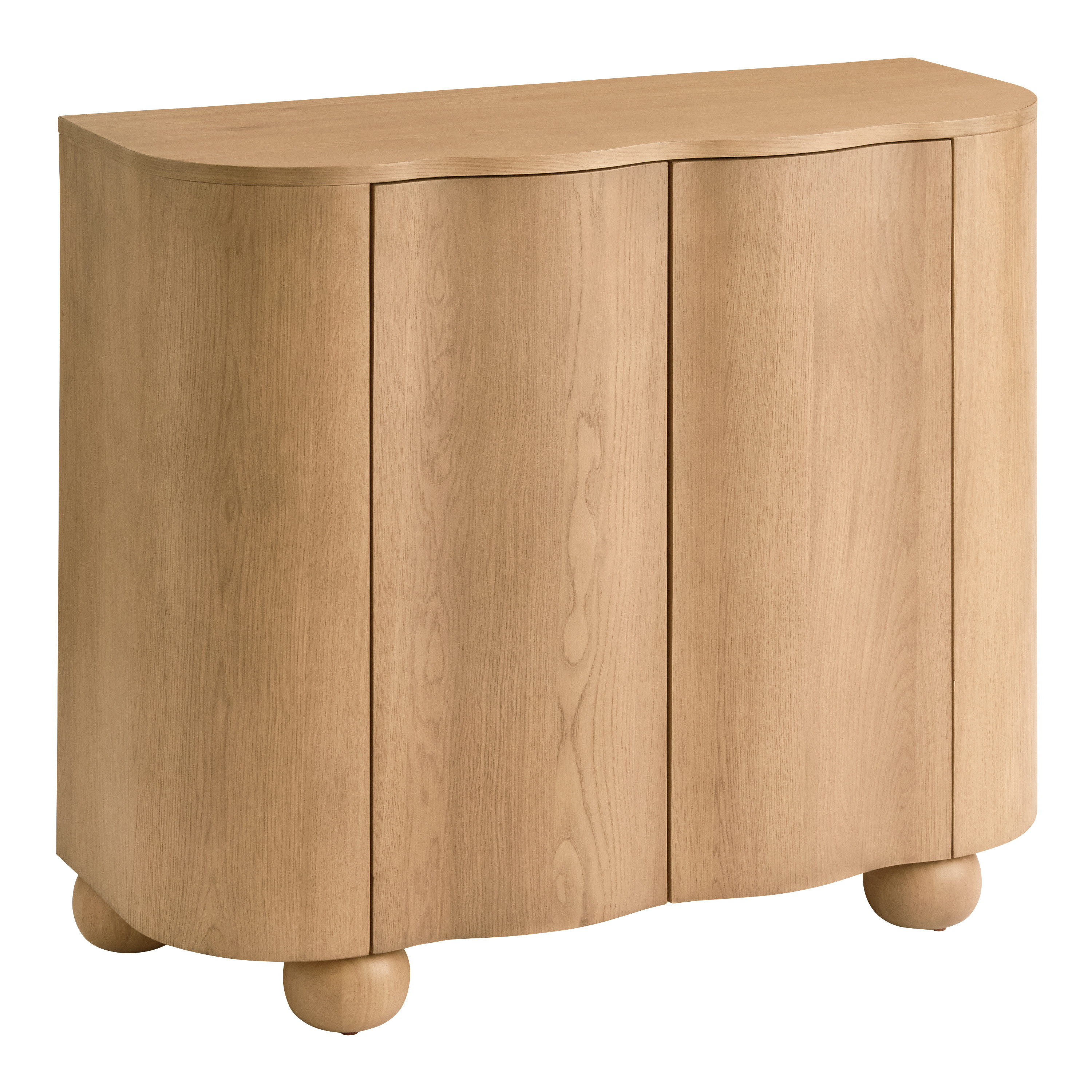 Chantal Wheat Wood Curved Wavy Ball Foot Storage Cabinet | World Market