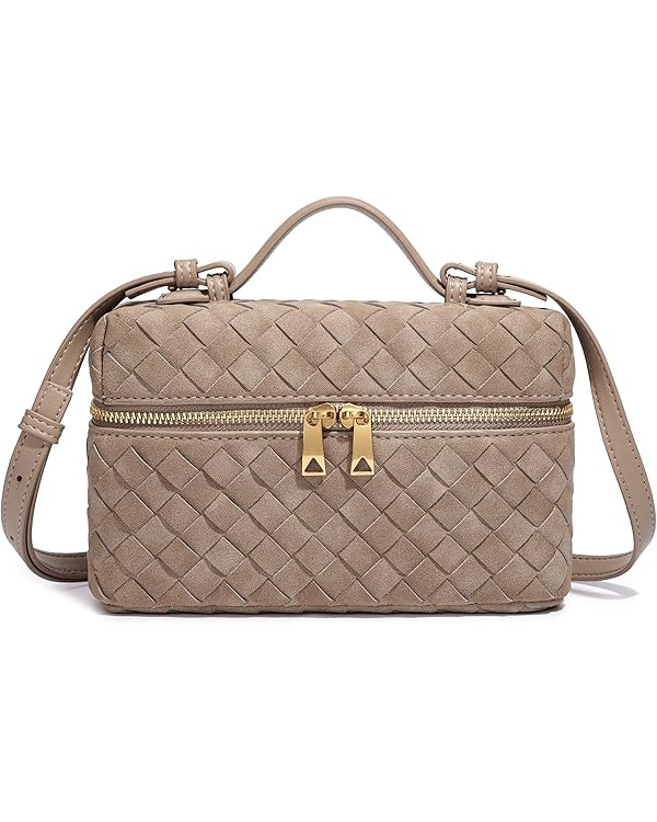 Rejolly Top-Handle Pouch Handbag for Women Woven Leather Vanity Case Designer Crossbody Bag Quiet... | Amazon (US)