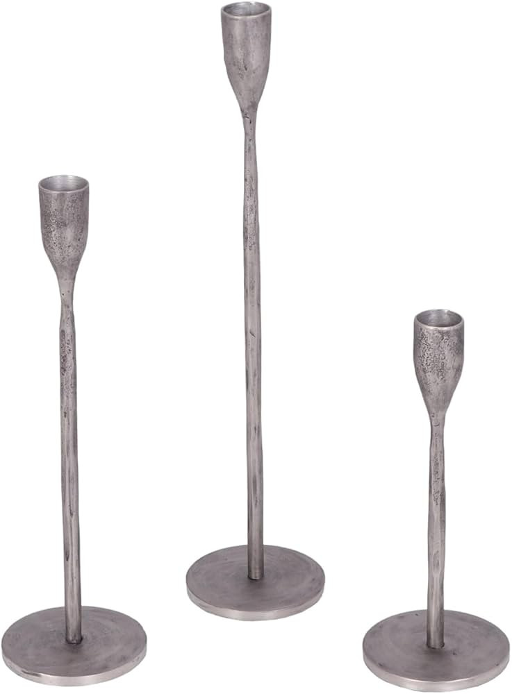 Holiday Collection Iron Set-of-3 Taper Candlestick Holder, Premium Christmas and Home Decor | Amazon (US)