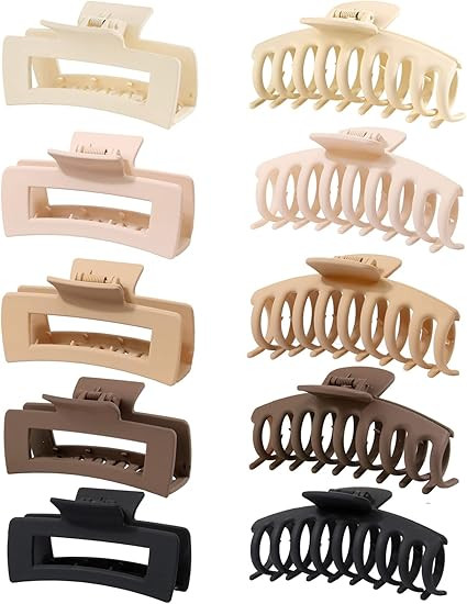 10 Pack Large Hair Claw Clips for Thick Hair, 4.3 Inch Matte Rectangle Hair Clips Christmas Gifts... | Amazon (CA)