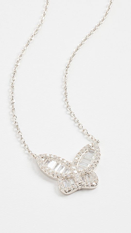 Large Pave x Baguette Butterfly Necklace | Shopbop