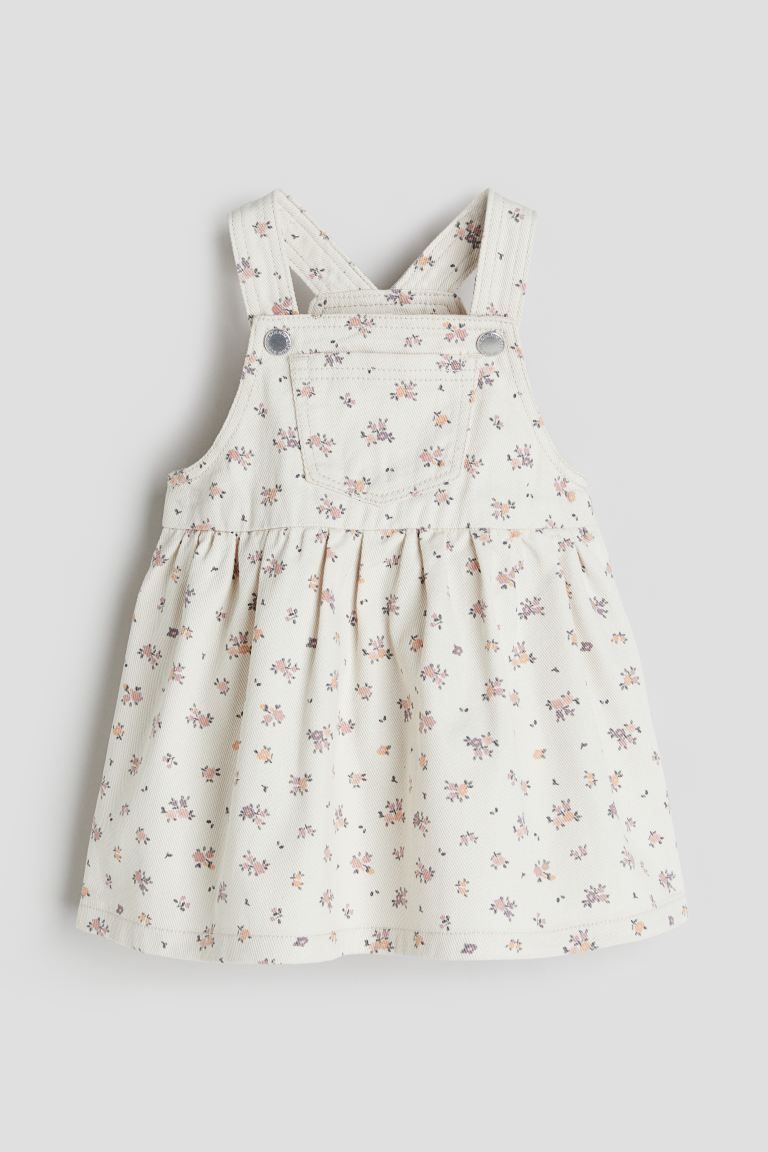 Twill Overall Dress - Cream/floral - Kids | H&M US | H&M (US + CA)