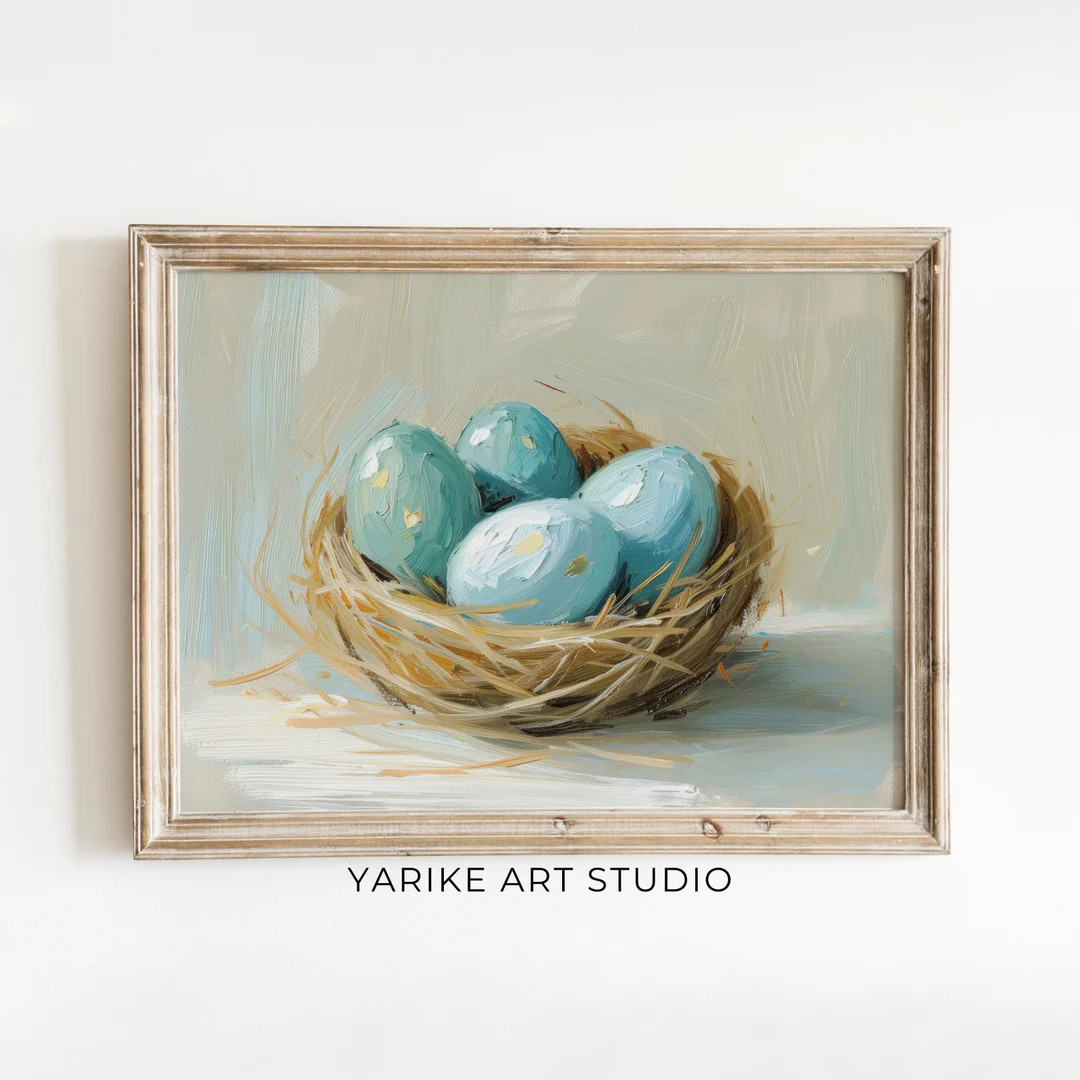 Vintage Easter Eggs Oil Painting Printable Easter Wall Art Spring Print Easter Decor Easter Print... | Etsy (US)