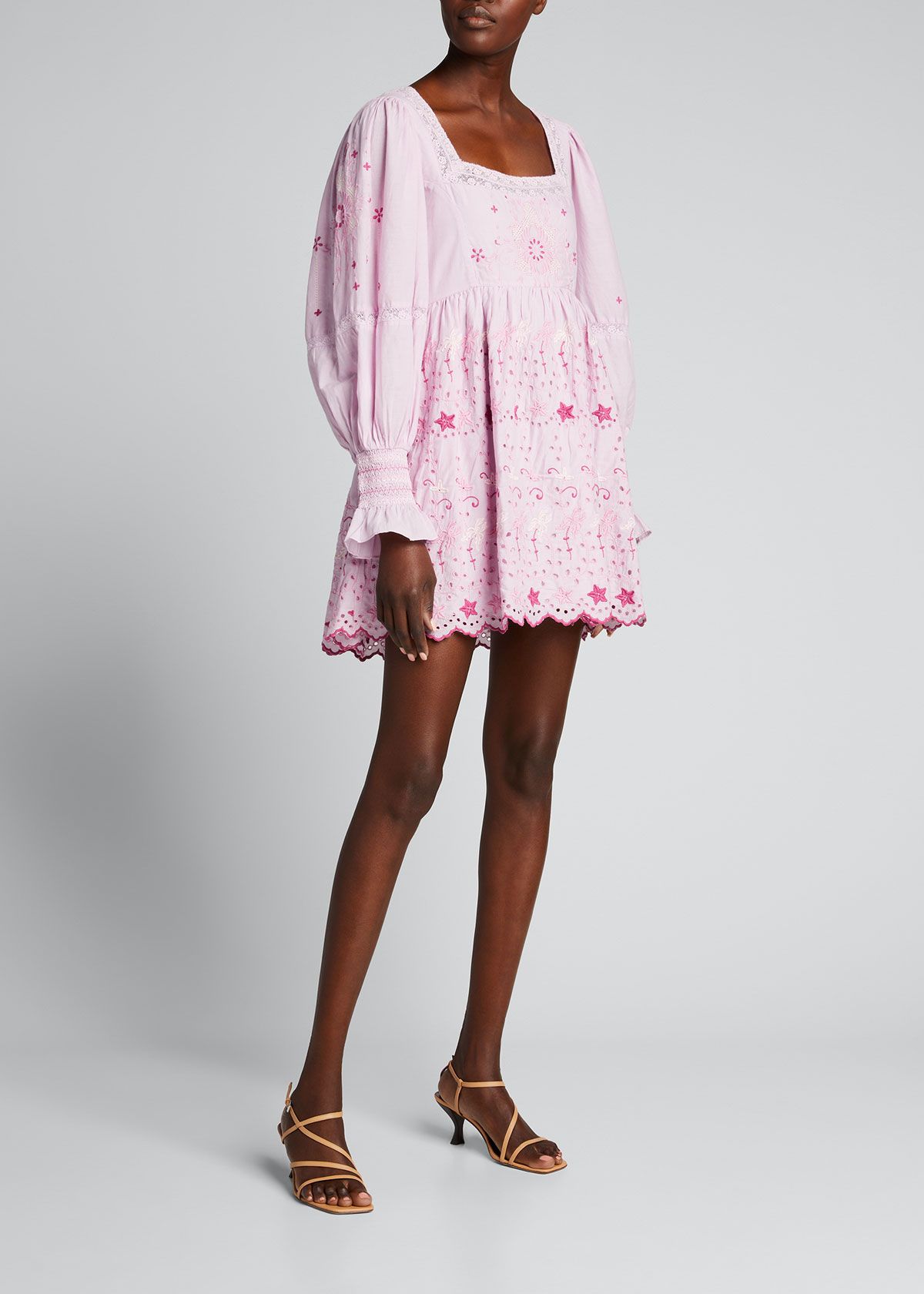 Freja Eyelet Puff-Sleeve Mini Dress | Bergdorf Goodman