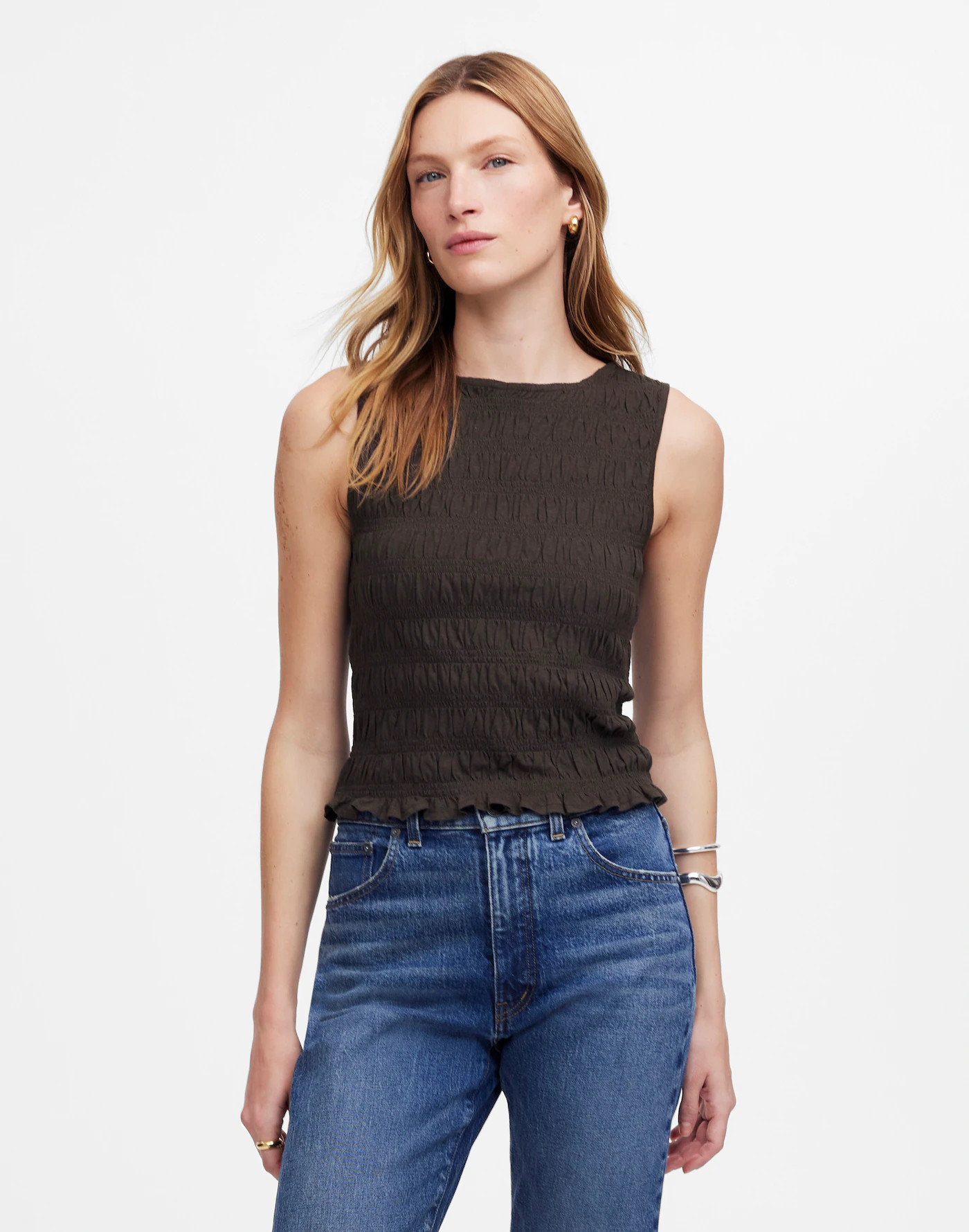 Smocked Boatneck Tank | Madewell | Madewell