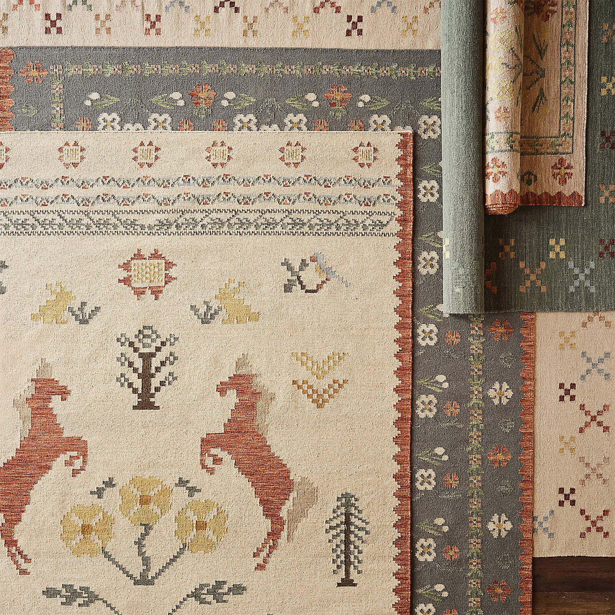 Tansie Floral Kilim Purple Wool and Cotton Kids Area Rug 5x8 by Sharland England + Reviews | Crat... | Crate & Barrel