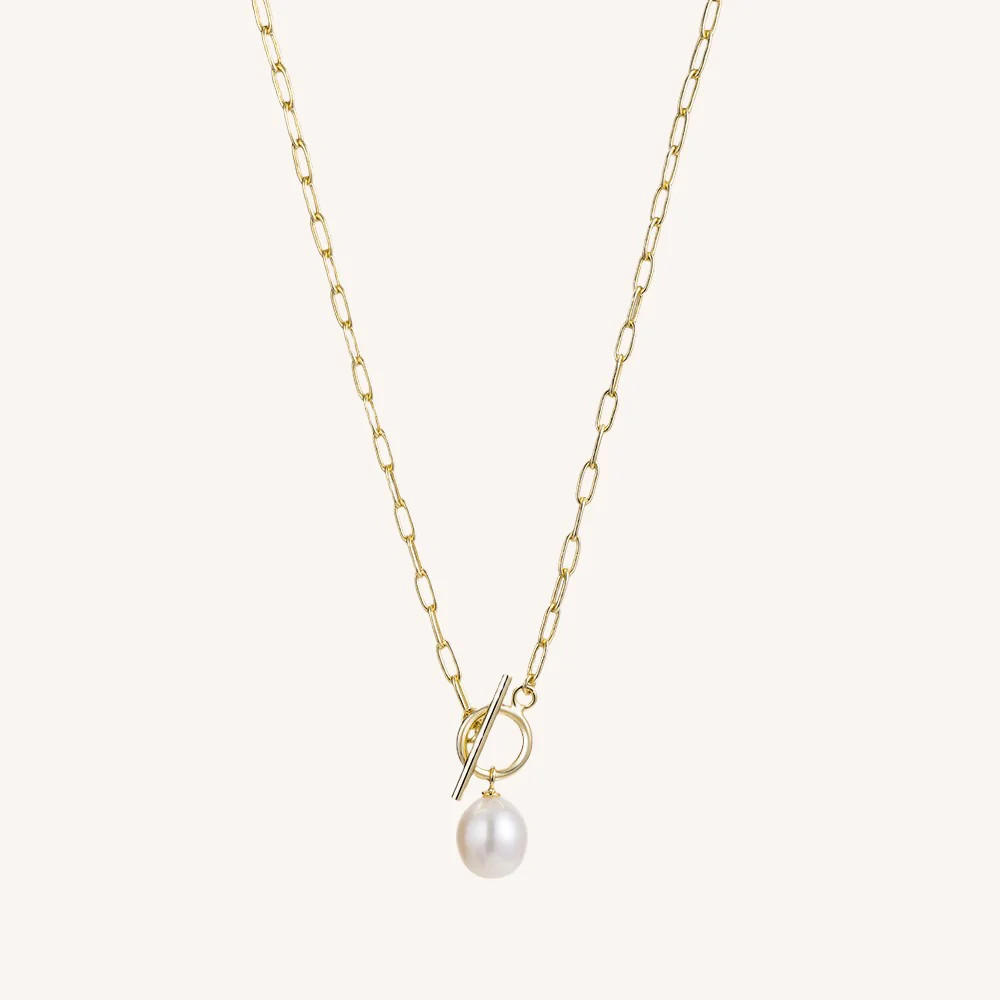Toggle Clasp Pearl Staple Chain Necklace | Victoria Emerson