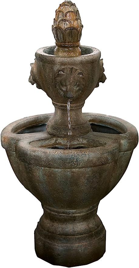 Outdoor Water Fountain, 2 Tier Lion Head Fountain With Natural Looking Stone and Soothing Sound f... | Amazon (US)