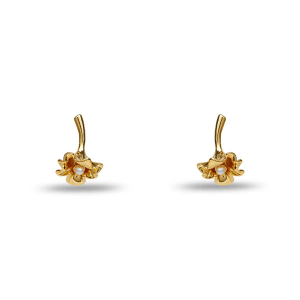 GOLD RUFFLED LILY STUD EARRINGS | LELE SADOUGHI