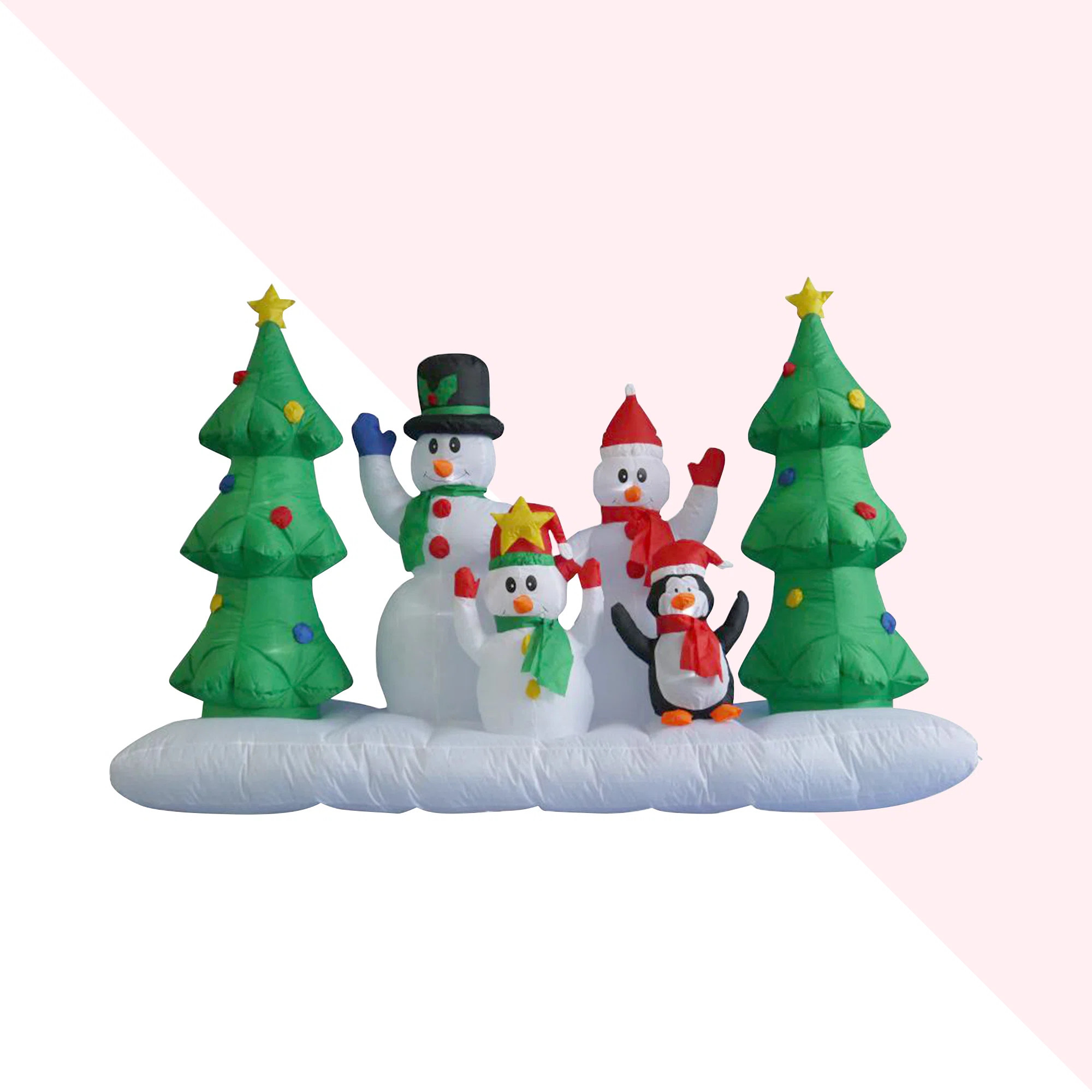 8 Foot Wide Lighted Inflatable Snowmen Family with Penguin and Christmas Trees Indoor / Outdoor H... | Wayfair North America