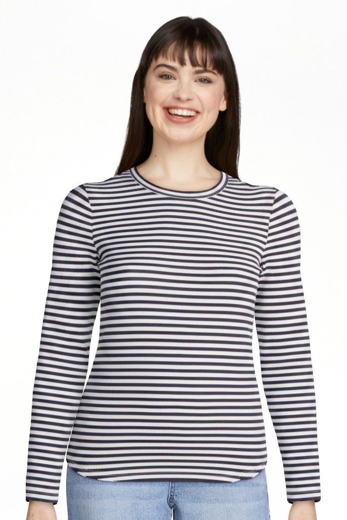 No Boundaries Ribbed Crewneck Tee with Long Sleeves, Women's and Women's Plus XXS-4X | Walmart (US)