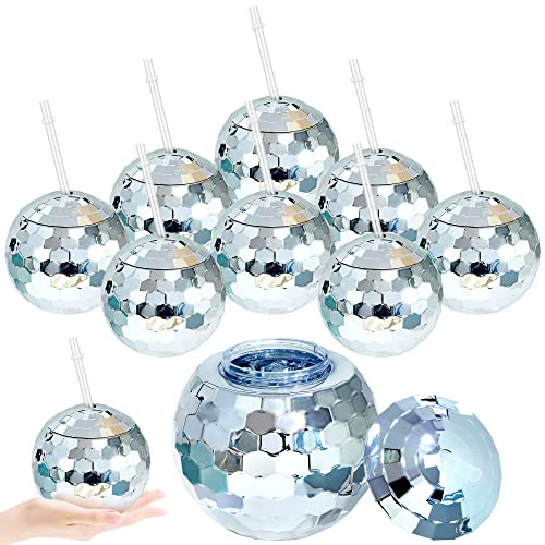 Breroa 8 Pieces 70s Disco Flash Ball Drinks Cups with Lid and Straw 20 Ounce Disco Party Cups 197... | Amazon (US)