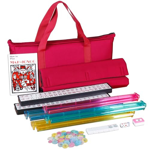Nova Microdermabrasion American Mahjong Mah Jongg Set 166 Tiles 4 All-in-One Color Rack/Pushers Red Paisley Soft Bag Full Size Complete Mahjongg Ma Jong Set | Amazon (US)