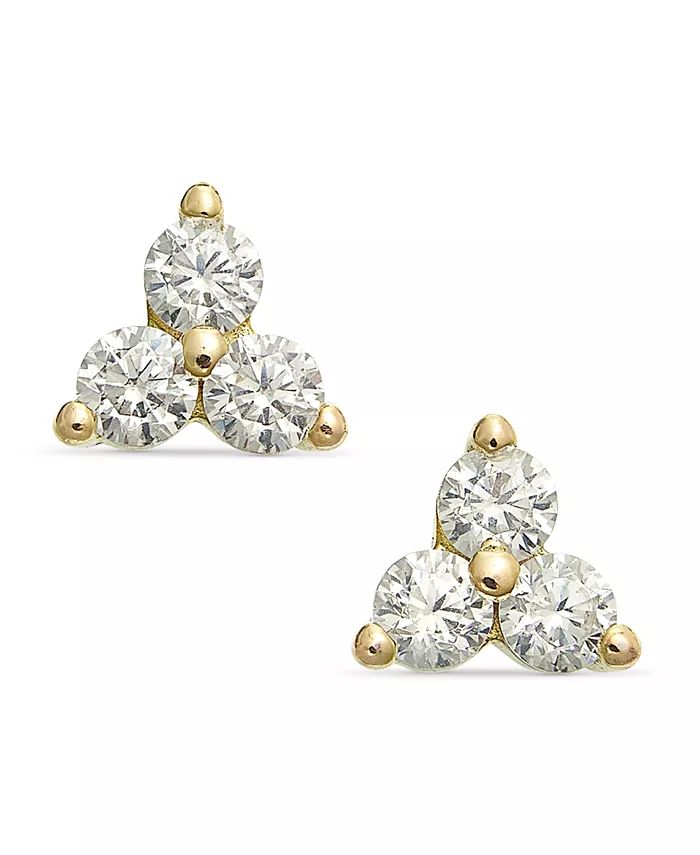18k Gold-Plated Sterling Silver Cubic Zirconia Trinity Stud Earrings | Macy's
