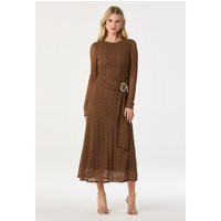 ASTR the Label | Belted Lace Midi Dress in Brown | Size S | ASTR The Label (US)