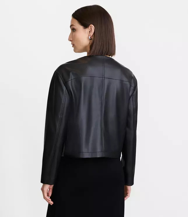 LOFT Versa Faux Leather Zip Pocket Jacket | LOFT