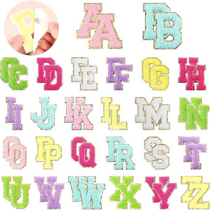 52 Pcs Self-Adhesive Chenille Letters Patches, A-Z Alphabet Applique Patches Stick on Letters Emb... | Amazon (US)