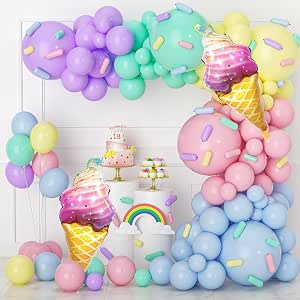 Pastel Balloon Garland Arch Kit, 142pcs Balloons Macaron Rainbow Ice Cream Foil Party for Baby Sh... | Amazon (US)