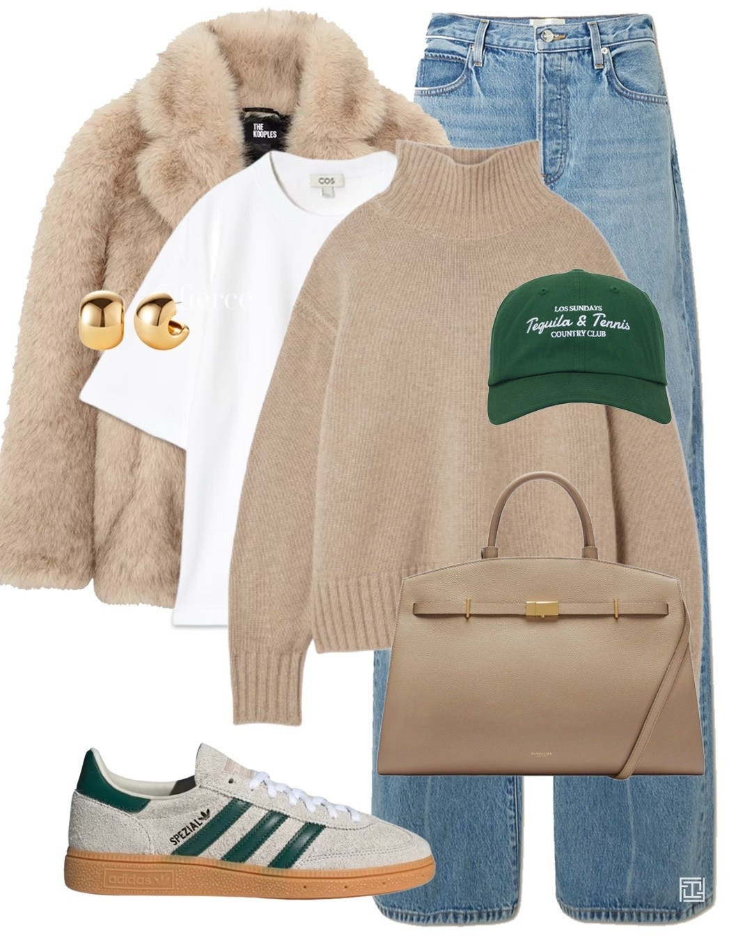 Faux fur jacket green beige adidas spezial beige tote bag casual comfy outfit weekend 

#LTKuk #LTKeurope #LTKwinter