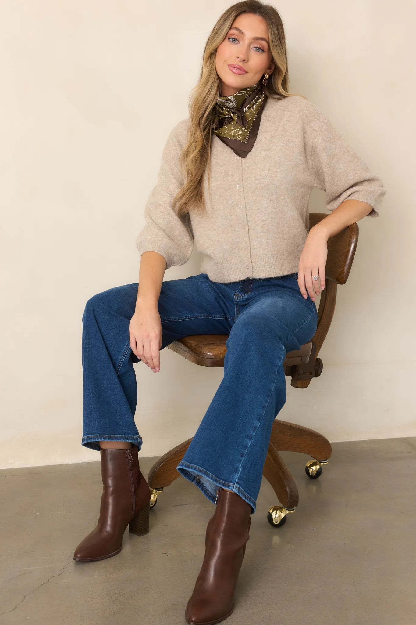 Z Supply Valor Natural Heather Short Sleeve Cardigan | Red Dress