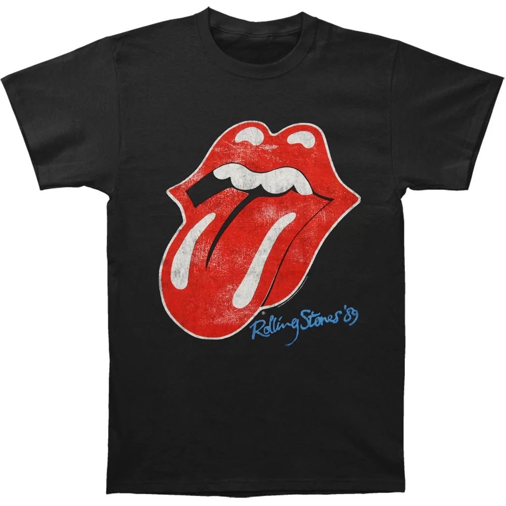 Official Rolling Stones '89 Distressed Tongue Black Short Sleeve Band Graphic Tee Unisex | Walmart (US)