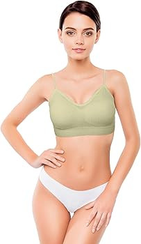 4 Pieces V Neck Cami Bra Padded Seamless Bralette Straps Sleeping Bra for Women Girls | Amazon (US)
