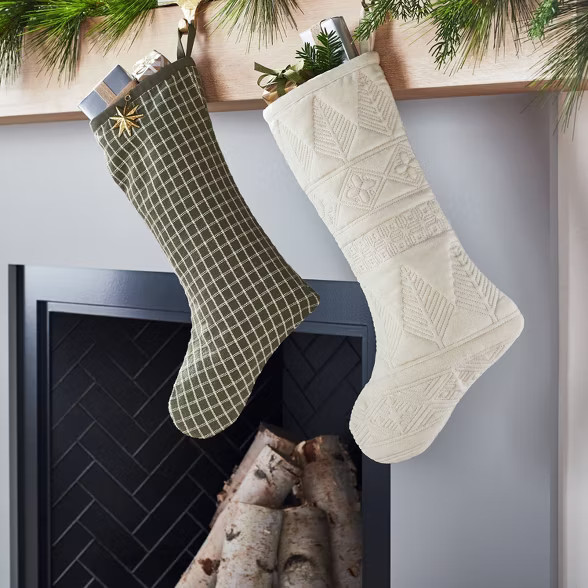 Windowpane Stocking Green - Threshold™ designed with Studio McGee | Target