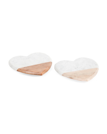 10x10 Set Of 2 Marble Heart Decor | TJ Maxx