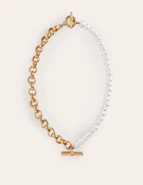 Faux Pearl T-bar Necklace - Pearl/Chain | Boden US | Boden (US)