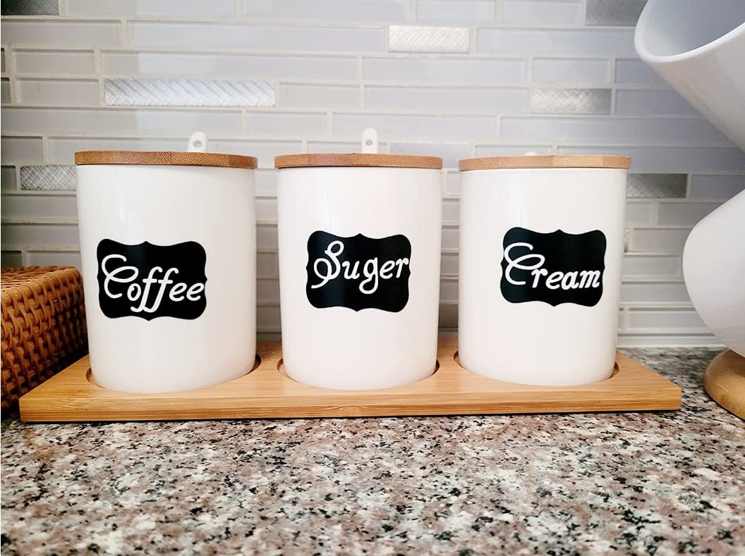 Lucky Goddness Ceramic Sugar Bowls with Bamboo Lids and Spoons-June Sky Muti-Functional Round Con... | Amazon (US)