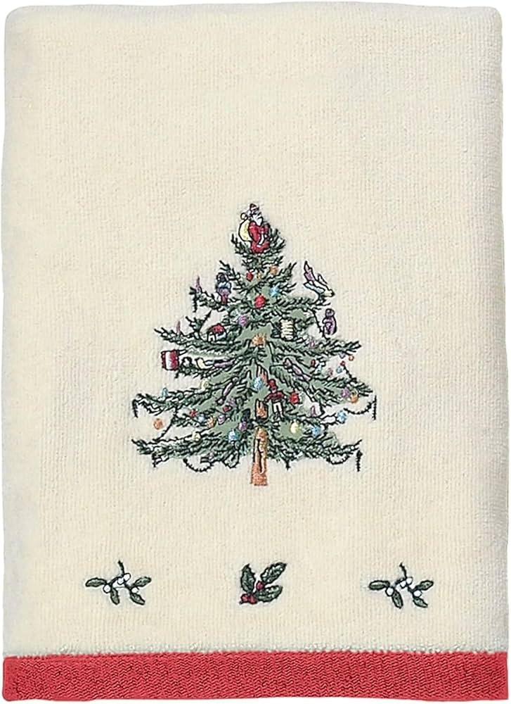 Spode - Hand Towel, Soft & Absorbent Cotton, Holiday Bathroom Decor Christmas Tree Collection | Amazon (US)