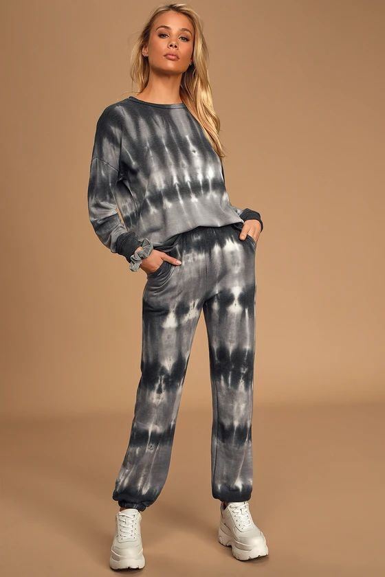Iconic Moves Charcoal Grey Tie-Dye Joggers | Lulus (US)