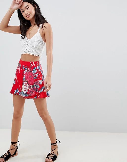 Boohoo Floral Ruffle Hem Shorts | ASOS US