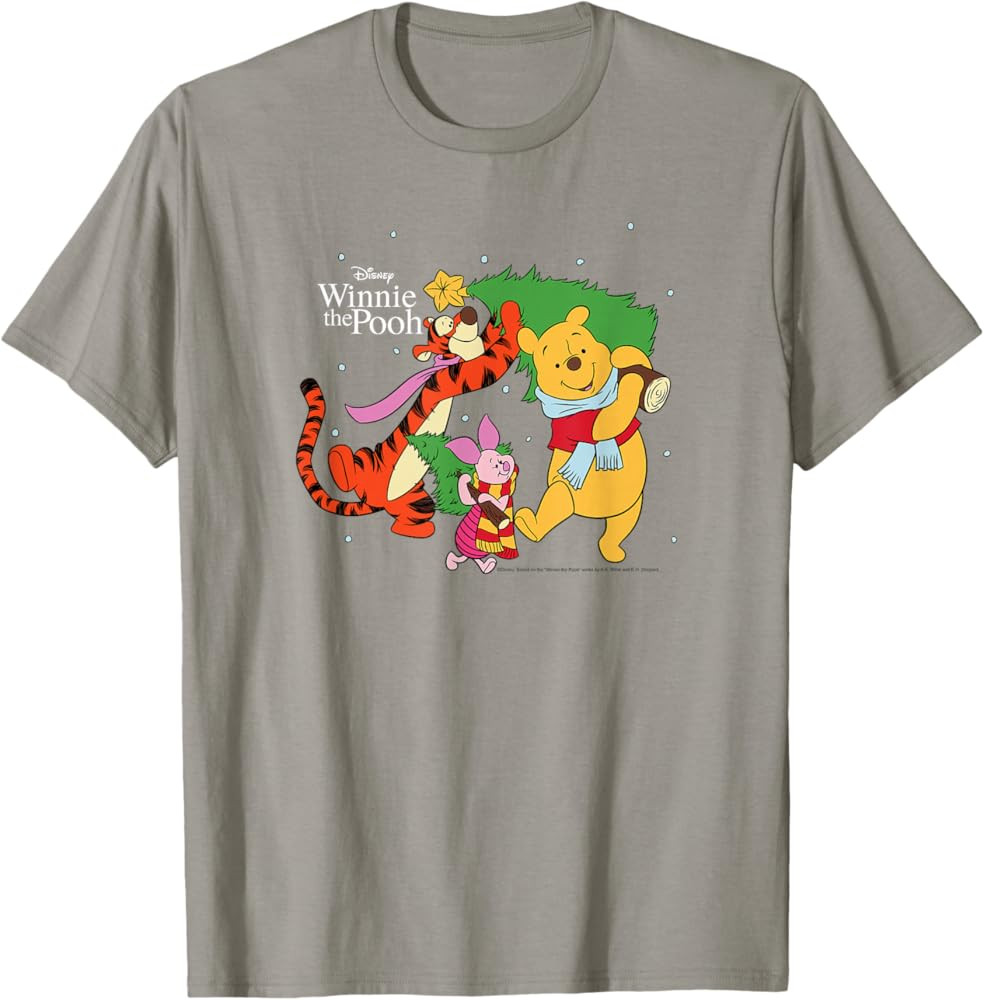 Winnie The Pooh - Pooh, Tigger, Piglet Christmas Tree T-Shirt | Amazon (US)