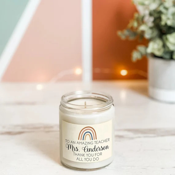 To an Amazing Teacher | Personalized Rainbow Candle for Teachers | Etsy (US)
